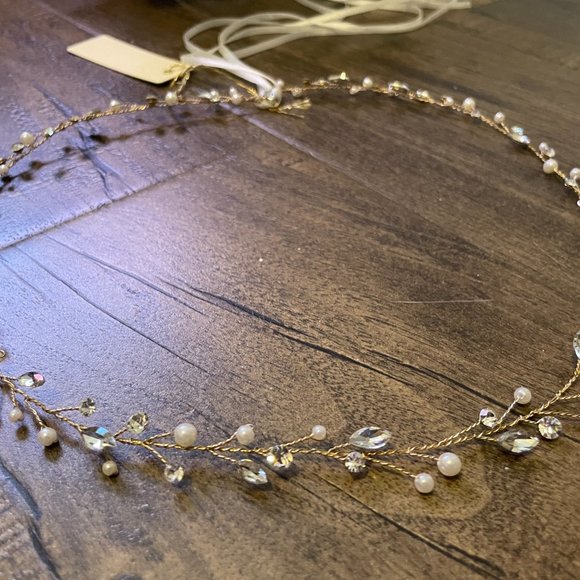 Wedding Hair Vine Headband - Swarovski Crystal & Pearl main image 10